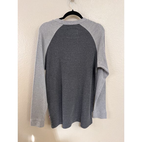 Spurt Mens Waffle Knit Long Sleeve Raglan Shirt 2XL Cotton Gray/Light Gray - Picture 2 of 7